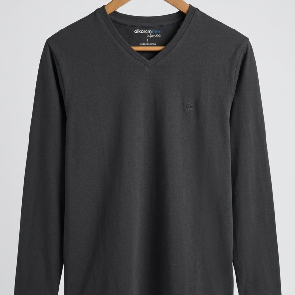 V Neck Full Sleeve Shirt For Women - Black