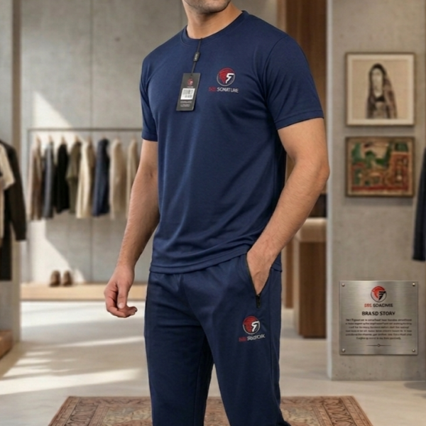 Mens Blended Cotton Jersey Tracksuit Premium Soft Feel – Navy Blue Colour