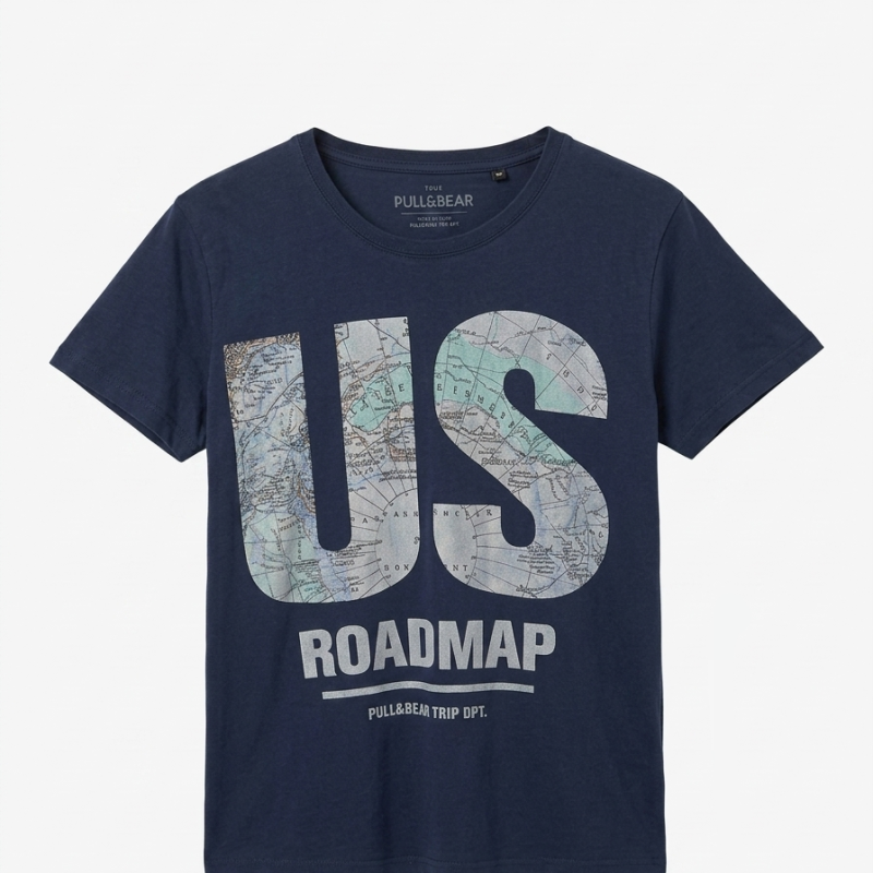 Men's Navy Blue Graphic Crewneck T-shirt