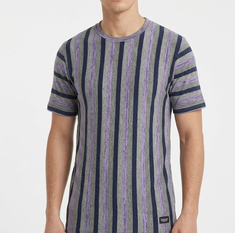 MULTI-COLOR STRIPED CREWNECK T-SHIRT